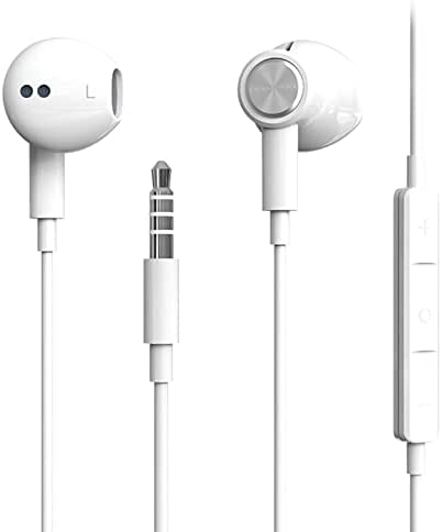 Hi-Res Extra Bass Earbuds Noise Isolating In-Ear Headphones Wired Earbuds with Microphone for iPhone, iPod, iPad, MP3, HUAWEI, Samsung, Lightweight Earphones with Volume Control 3.5mm Jack Headphones
