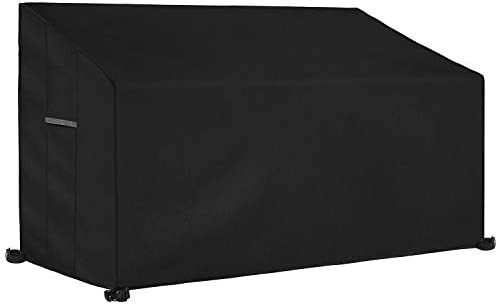 Dokon 3 Seat Garden Bench Cover with Air Vent, Waterproof, Windproof, Anti-UV, Heavy Duty Rip Proof 600D Oxford Fabric Outdoor Patio Bench Seat Cover (163 x 66 x 63 / 89cm) – Black