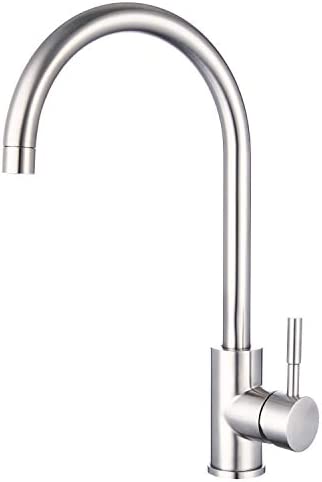 Kitchen Taps, Stainless Steel Kitchen Sink Tap Mixer Brushed Nickel Single Lever 360º Swivel Spout Monobloc Mixer Taps for Kitchen Sink High Arc Hapilife Kitchen Faucet
