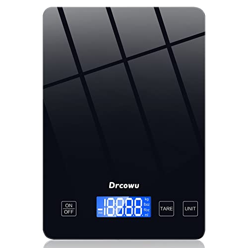 Kitchen Scales Digital, Drcowu Large Food Weighing Scales for Baking and Cooking, 33lb/15kg Electronic Kitchen Scales with 1g/0.1oz accuracy, Grams and Oz, Backlight LCD, Black