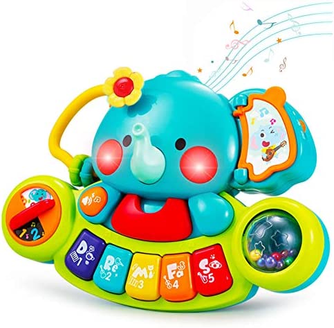 HOLA Baby Toys 6 Months Plus, Toys of Baby 12 Months, Musical Elephant Baby Piano Toys 6 12 18 Months, Interactive Early Learning Toys for 1 Year Old Girls Boys Gifts