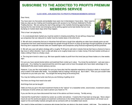 Dave Skarica’s Addicted to Profits Premium Members Subscription