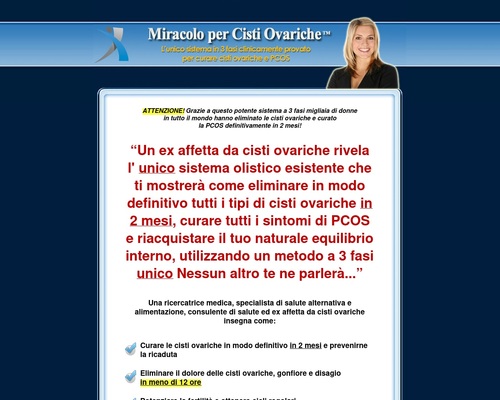 Miracolo per Cisti Ovariche(TM): Ovarian Cyst Miracle(TM) In Italian!